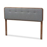 Baxton Studio MG3000PC-Dark Grey/Ash Walnut-HB-Full Palina Mid-Century Modern Dark Grey Fabric Upholstered Walnut Brown Finished Wood Full Size Headboard